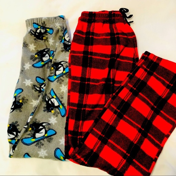 💜3/$30 2 Boys 10/12 Fleece Pyjama Pants - Picture 1 of 4